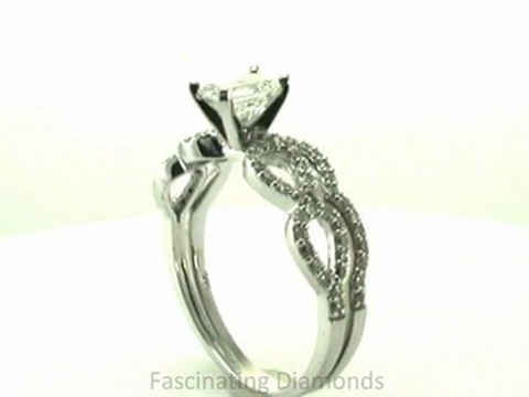 FDENS3040EM Emerald Cut Diamond Split Band Wedding Bridal Rings Set