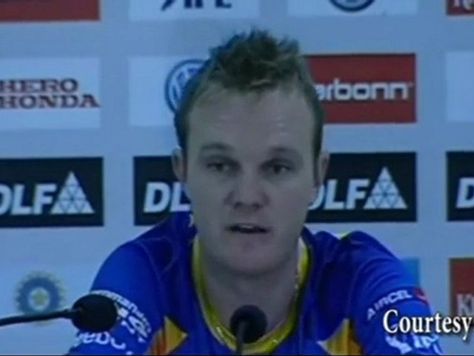 Man of the Match Doug Bollinger acknowledges R Ashwin