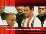 Rahul Gandhi welcomes Chiranjeevi, 20th August 2011