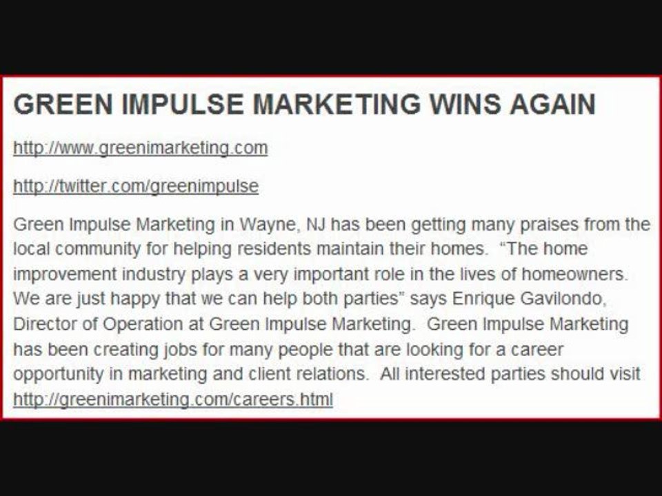 Green Impulse Marketing - G.I. Marketing Group Inc - Green I Marketing is in Wayne NJ