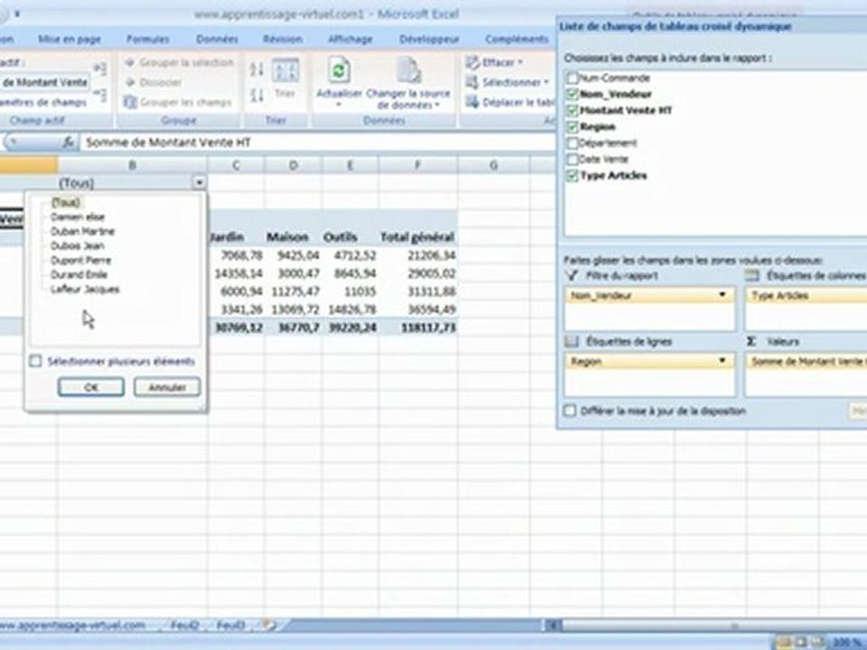 Excel Filtre dans MCD