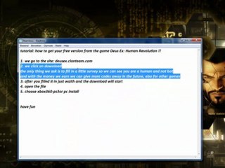 Tutorial: how to get a full Deus Ex: Human Revolution Game PS3 code free