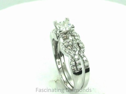 FDENS3008PR Princess Cut Diamond Wedding Rings Set In Swirl Prong Setting