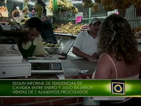 Alimentos disminuyen sus ventas