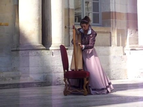 1577 chateau royal de Blois spectacle du Conservatoire National d'escrime ancienne début du spectacle harpe