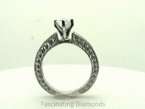 FDENS1790MQR Marquise Shape Vintage Style Diamond Engagement Ring Engraved With Milgrain