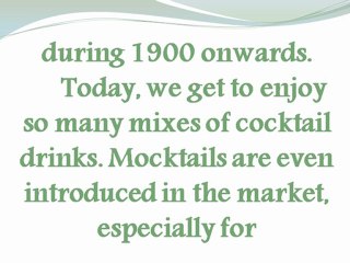Cocktail Drinks : How It All Started