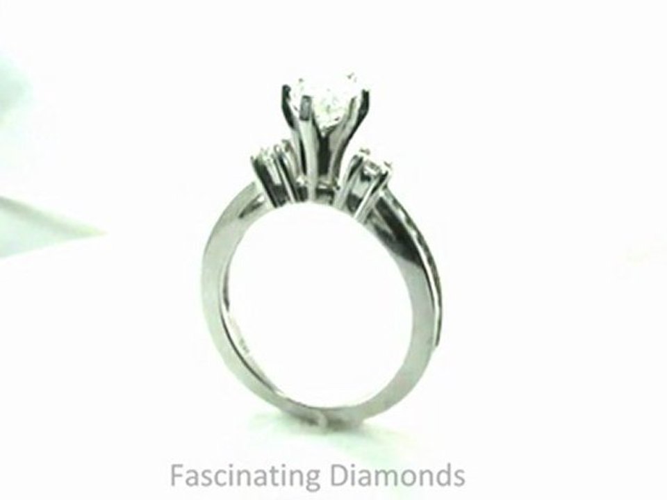FDENS458PER  Pear Shape Diamond  Three Stone Wedding Ring With Round Side Stones In Channel Setting