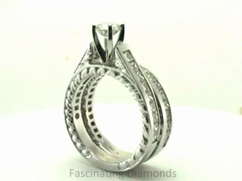 FDENS371RO Round Diamond Wedding Rings Set In Channel Set Princess Cut Side Stones