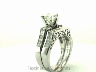 FDENS151PR  Princess Cut Diamond Wedding Rings Set In Channel Setting