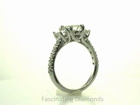 FDENR7282EMR Emerald Cut Three Stones Diamond Engagement Ring