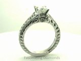 FDENR6798PR  Vintage Style Princess Cut Semi-Split Diamond Engagement Ring Engraved with Milgrains on the edges
