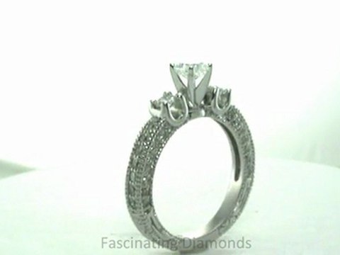 FDENR6260CU Cushion Cut Diamond Engagement Ring With Prong Set Round Cut Side