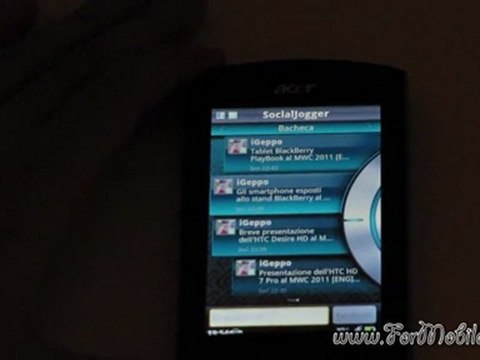 Demo applicazione SocialJogger su Acer Liquid Metal