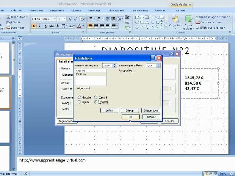 Gestion des paragraphes powerpoint
