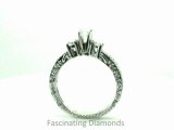 FDENR3135RO  Round Cut Diamond Three Stone Engagement Ring Vintage Engraved