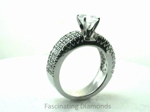 FDENR2738RO 3 Row Round Cut Diamond Engagement Ring In Micro Pave Setting