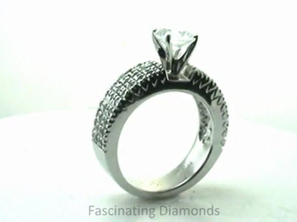 FDENR2738RO  3 Row Round Cut Diamond Engagement Ring In Micro Pave Setting