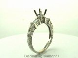 FDENR1801PR  Semi Mount Princess Cut Diamond Engagement Ring with Straight Baguettes