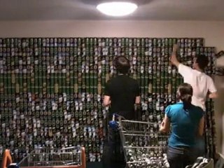 Wall of beer cans