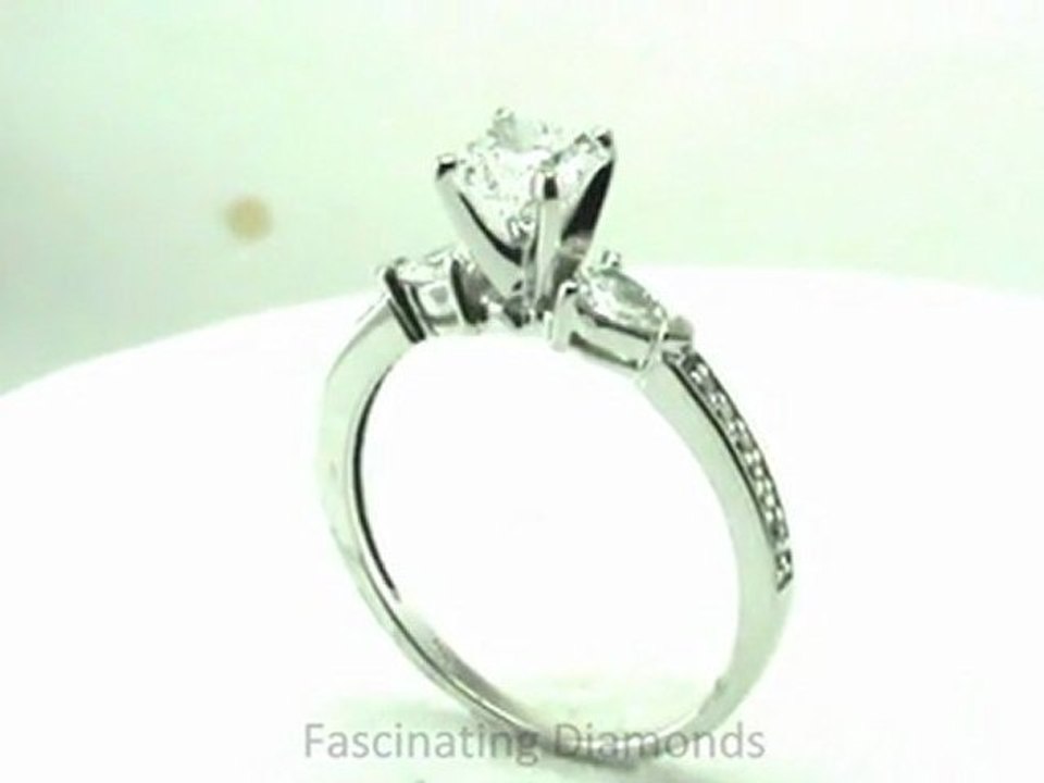FDENS3111PRR  Princess Cut Three Stone Diamond Engagement Ring In Pave Setting
