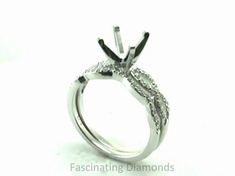 FDENS3044CU Semi Mount Semi Mount Diamond Split Swirl Wedding Bridal Rings Set