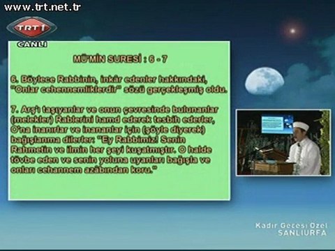 Ali Tel Hicr Mümin süresi Kadir gecesi 2011 TRT