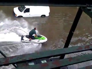 Jet ski in streets of Newark