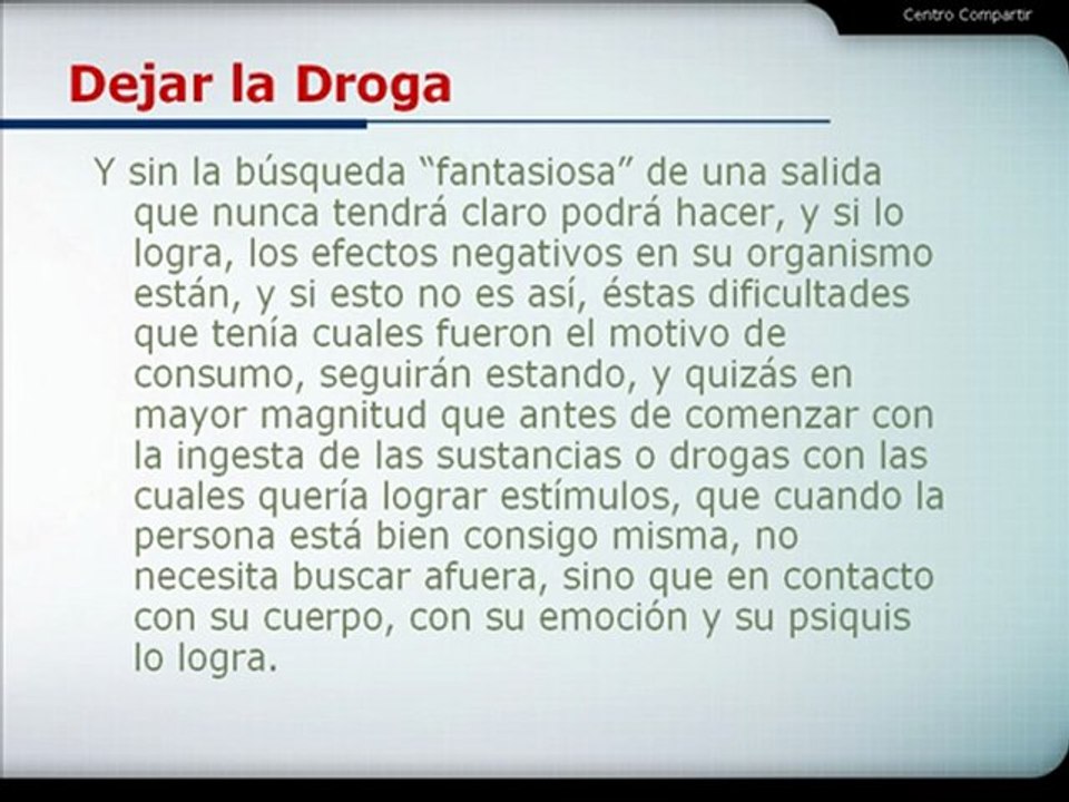 Dejar la Droga - Centro Psicológico Compartir