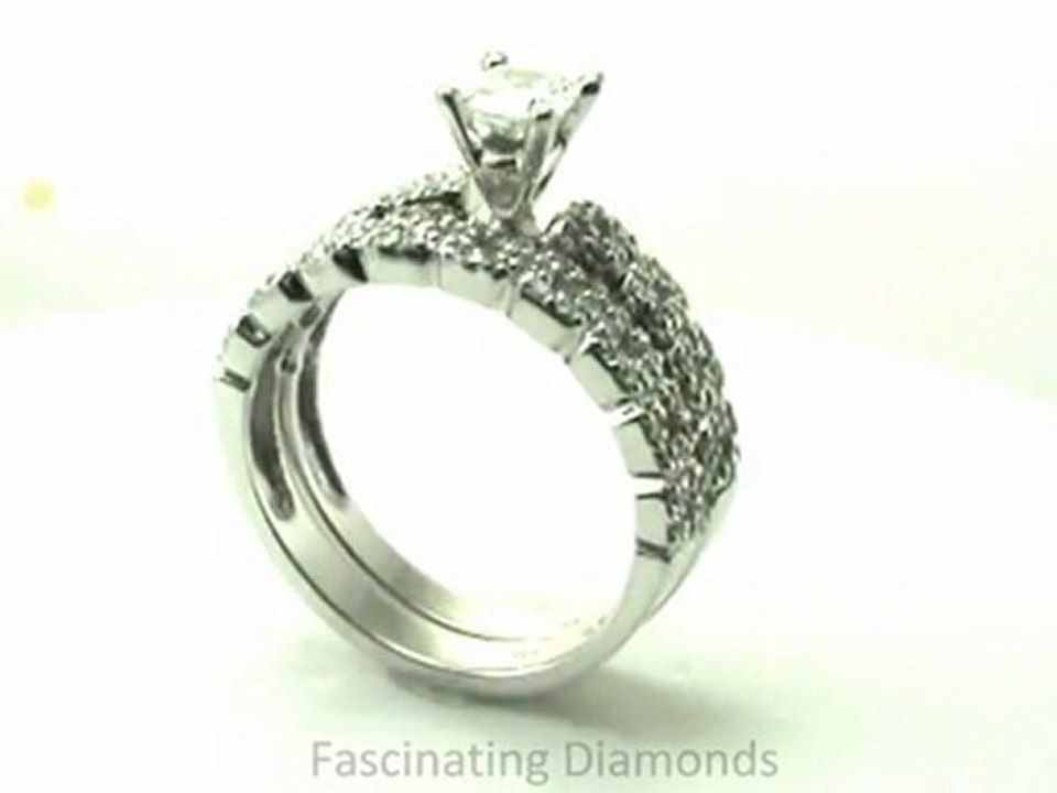 FDENS3027CU  Cushion Cut Diamond Micro Pave Swirl Wedding Rings Set
