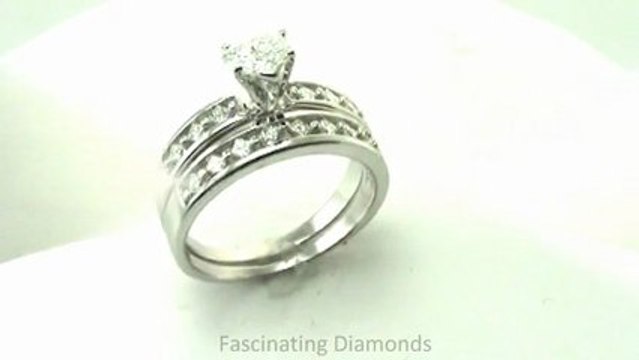 FDENS1828HT Heart Shape Diamond Engagement Kite Channel-Set Wedding Ring Set