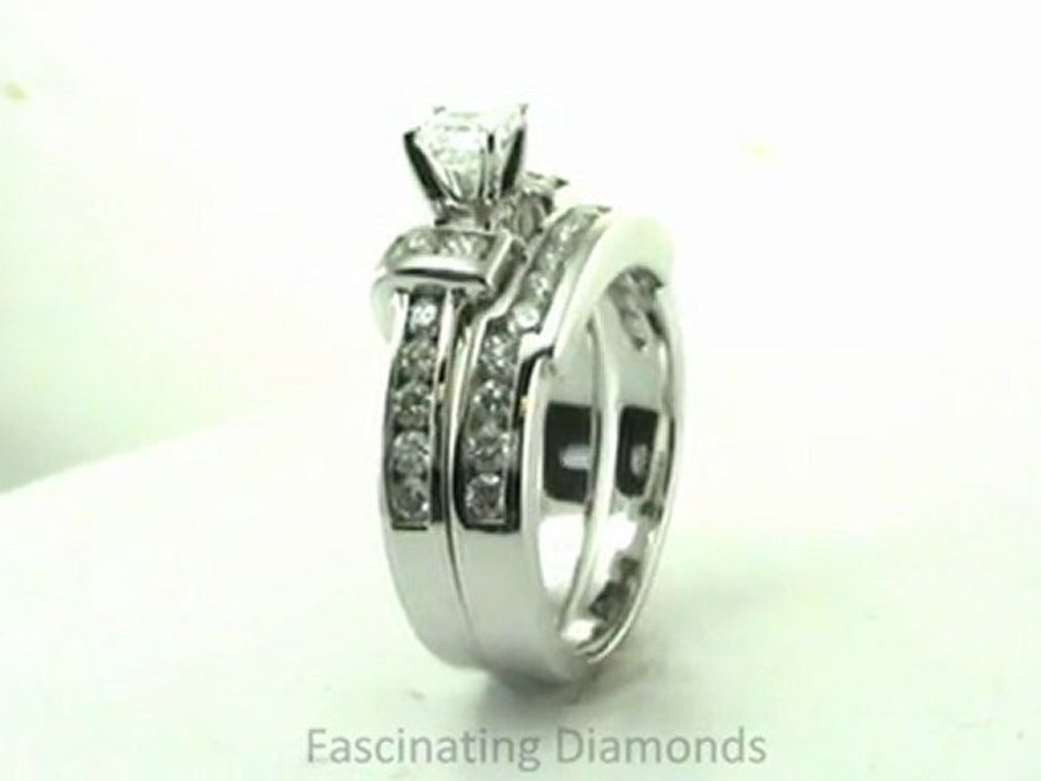 FDENS391AS  Asscher Cut Three Stone Diamond Wedding Rings Set In Channel Setting