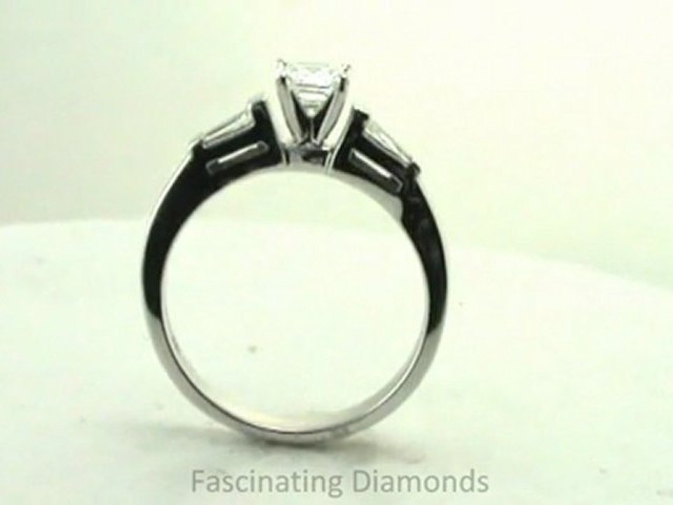 FDENS100ASR  Asscher & Baguette Three Stone Diamond Engagement Ring