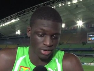 Kirani James talks after his win in 400m. in Daegu