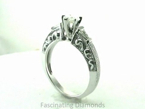 FDENR1808HT Heart Shape Diamond Engagement Ring Tapered Baguettes