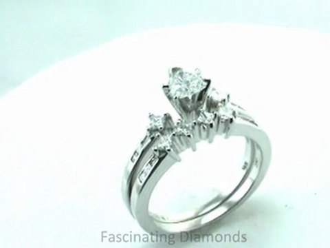 FDENS3121HT Heart Shape & Princess Cut Diamond Bridal Rings Set Kite Shape