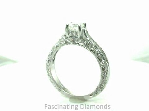 FDENR6835ASR Asscher Cut Halo Diamond Engagement Ring In Vintage Cathedral Channel & Pave Setting