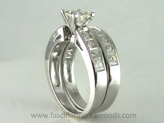 ENS1780PR  Princess Cut Cathedral Diamond Wedding Rings Set In Channel Setting