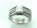 FDENS3020PR NEW  Channel And Pave Princess Cut Diamond Wedding Bridal Rings Set