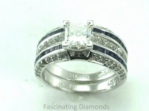 FDENS3020PR NEW Channel And Pave Princess Cut Diamond Wedding Bridal Rings Set