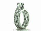 FDENS367RO  Round Diamond Wedding Rings Set Cathedral Setting With Round Side Stones Channel Set