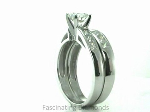 FD1001RO Round & Princess Cut Diamond Engagement Wedding Rings Set in Channel Setting