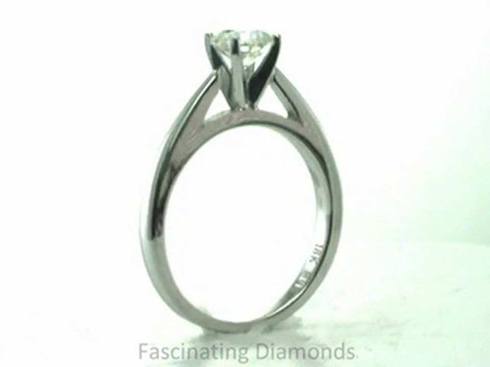 FDENS2128RO   Round Cut Diamond Solitaire Engagement Ring In Tapered Cathedral Setting