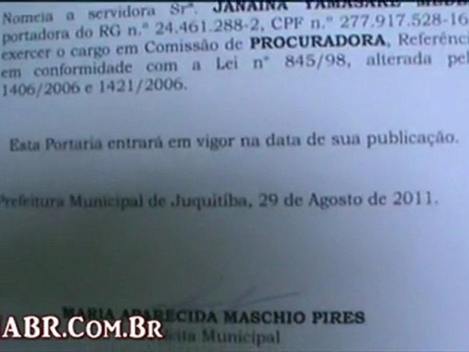 JUQUITIBA PREFEITURA PORTARIAS JANAINA YAMASAKE MEDEIROS