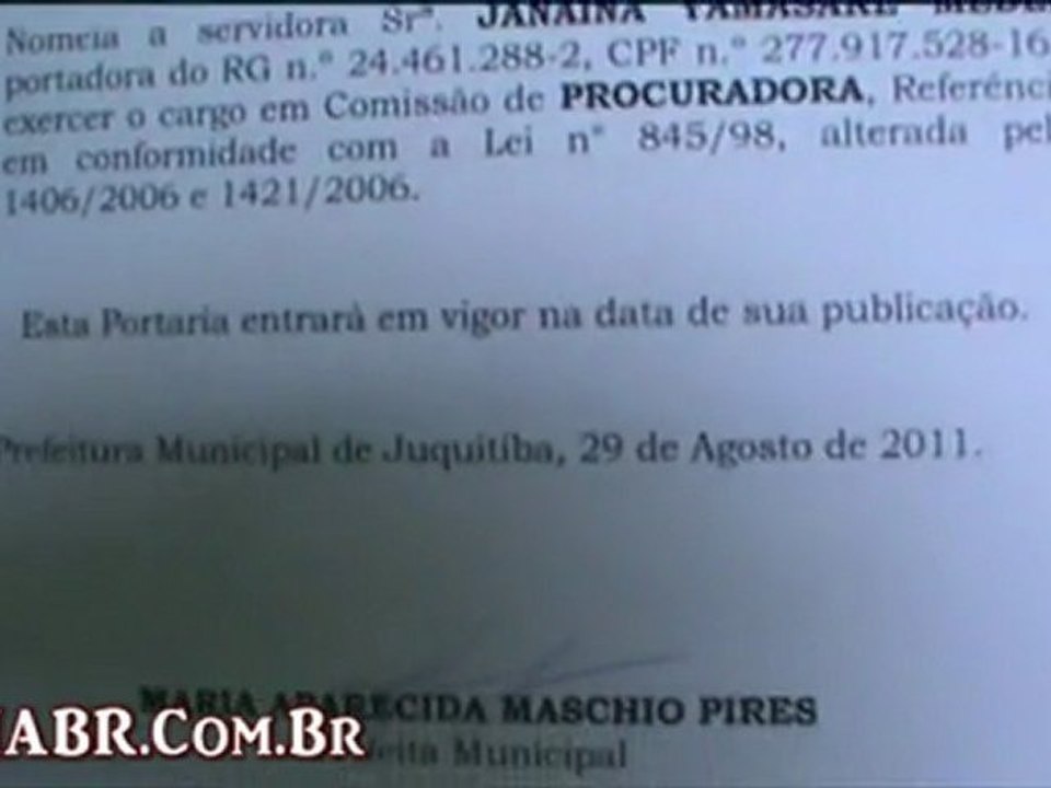 JUQUITIBA PREFEITURA PORTARIAS JANAINA YAMASAKE MEDEIROS
