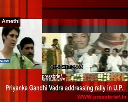 Priyanka Gandhi Vadra addressing rally in Uttar Pradesh, 11 04 2009