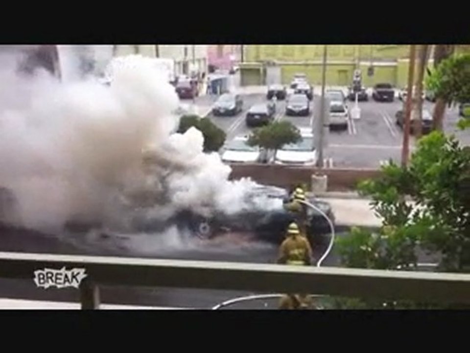 Car Explodes In Fireman's Face