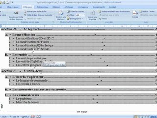 Table des matières sur Word