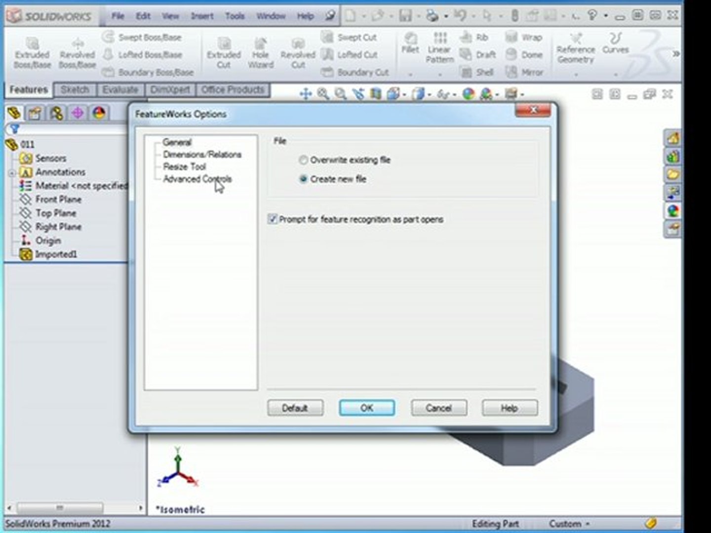 SolidWorks 2012 Tutorials FeatureWorks