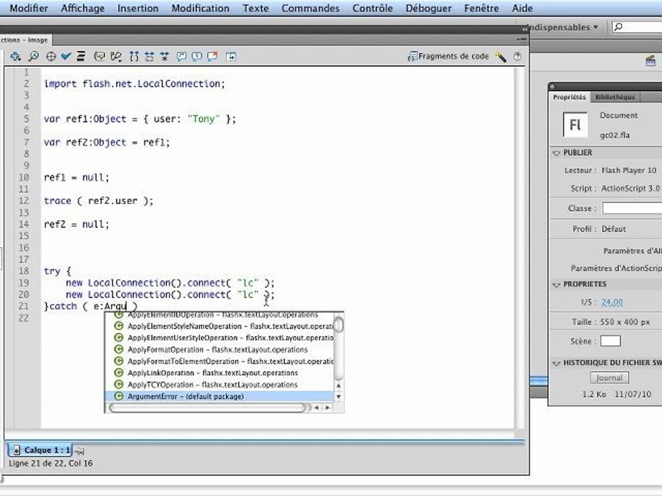 Adobe Flash Player : Déclencher le garbage collector